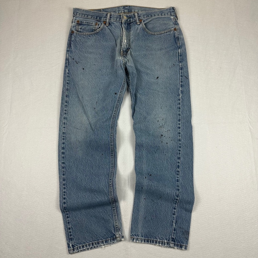 Levis 505 Straight Fit Denim‎ Jeans Distressed Paint Splatter 33x28